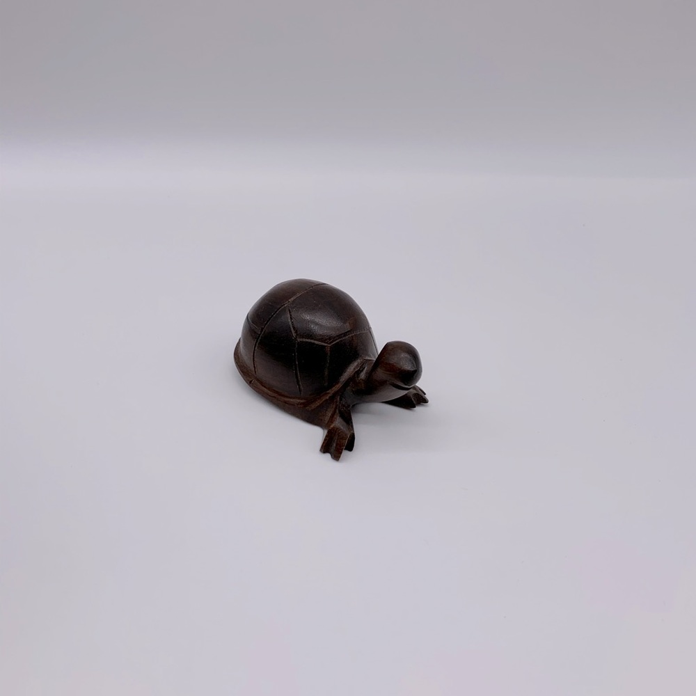 Mid century wood carved turtle